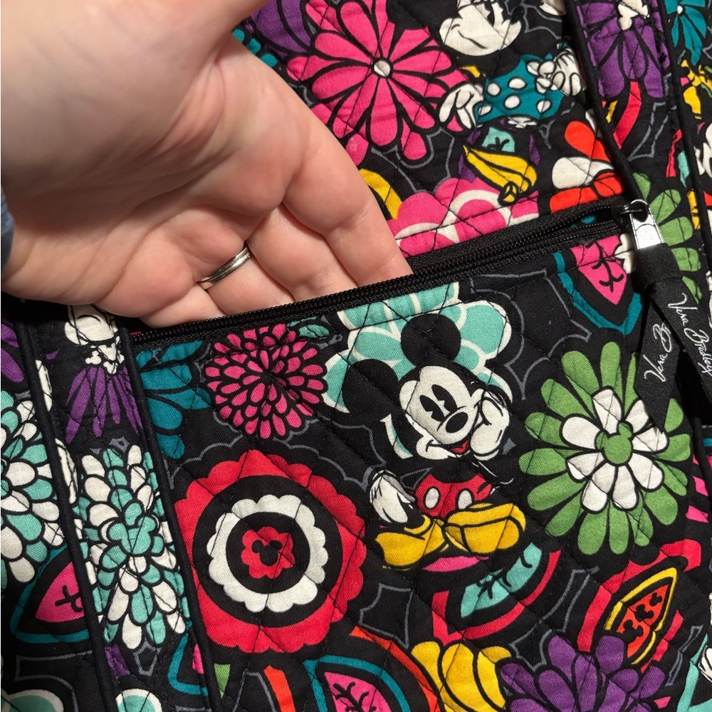 VERA BRADLEY DISNEY PARKS Magical Blooms Mickey Black Floral Tote Bag - Picture 7 of 7